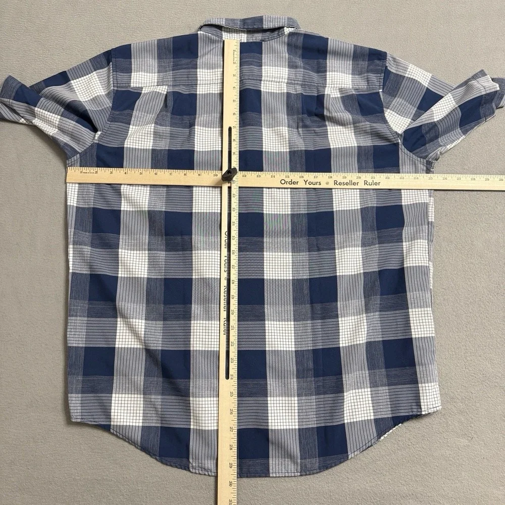 Orvis Shirt Mens XL Blue Plaid Classic Collection Button Up‎ Pockets Camp Fish